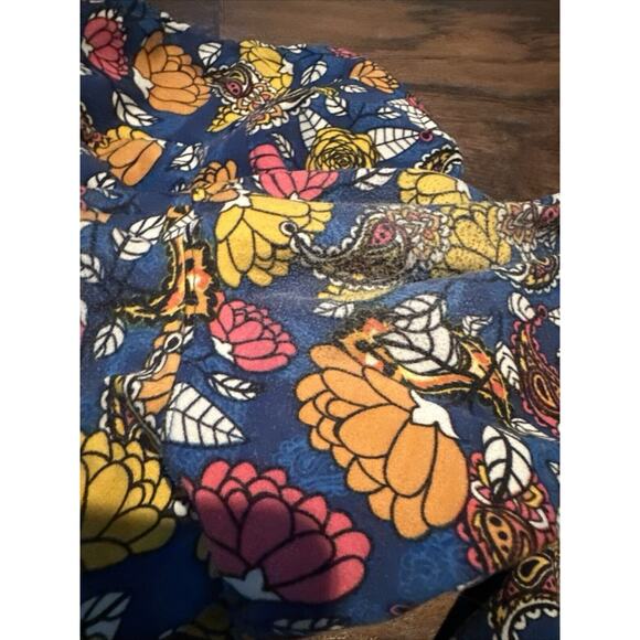 LuLaRoe Leggings Blue With Orange Pink And Yellow Flowers Size TC2 - Picture 5 of 5